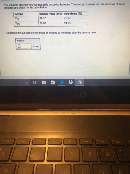 Solved The Element Chlorine Has Hwo Naturally Occurring I...