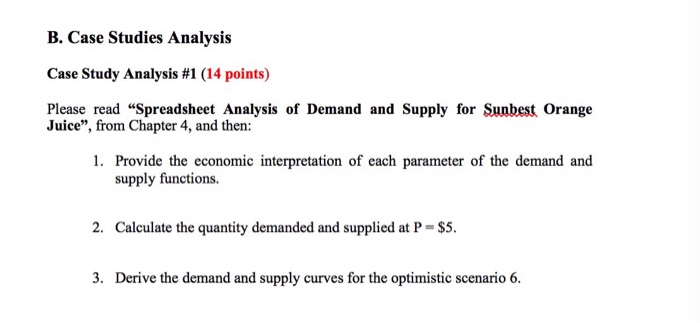 Case study using demand and supply