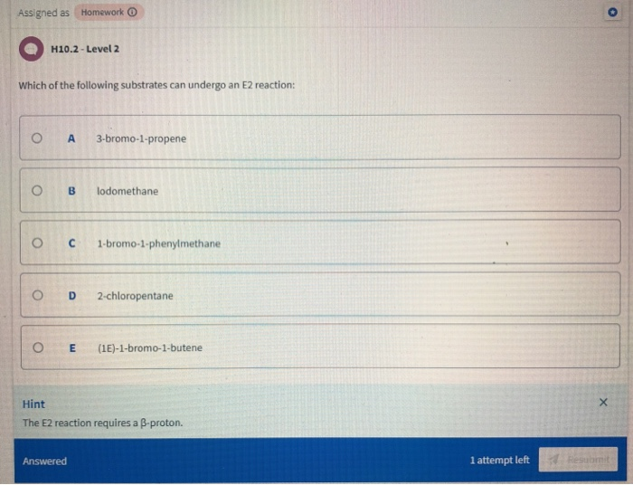 Solved Assigned As Homework H Level Which Of The Chegg