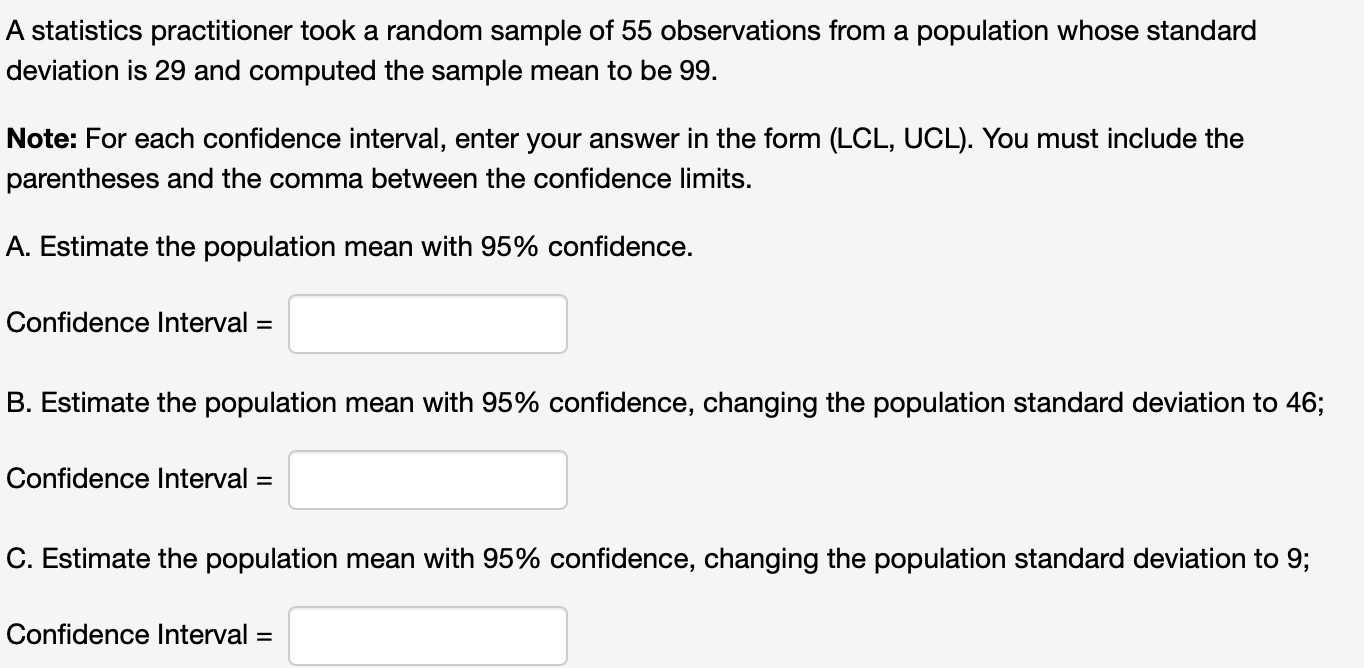 Solved A Statistics Practitioner Took A Random Sample Of Chegg