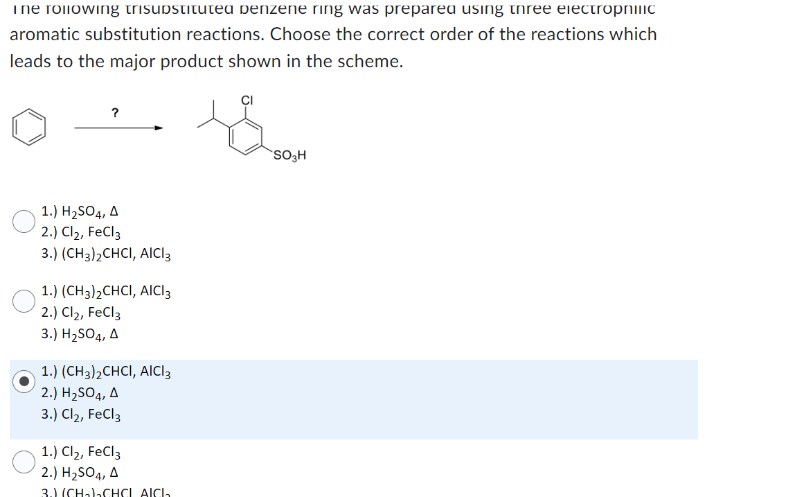 Solved The Following Trisubstituted Benzene Ring Was Chegg