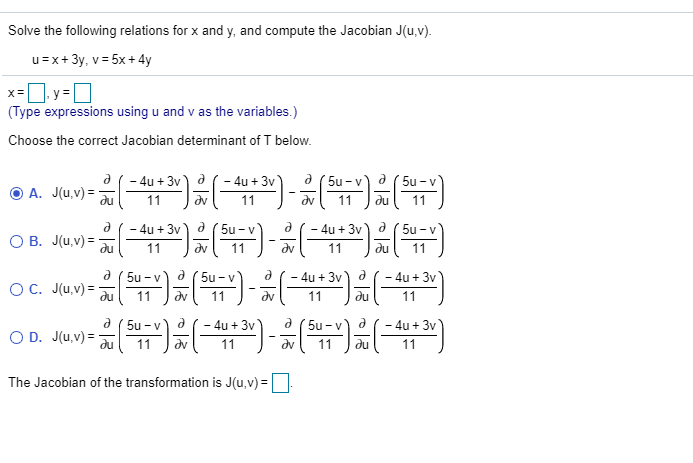 Solved Solve The Following Relations For X And Y And Chegg