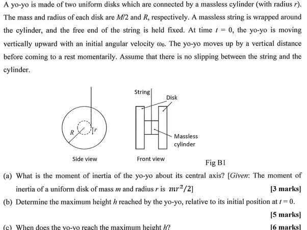 Solved A Yo Yo Is Made Of Two Uniform Disks Which Are Chegg