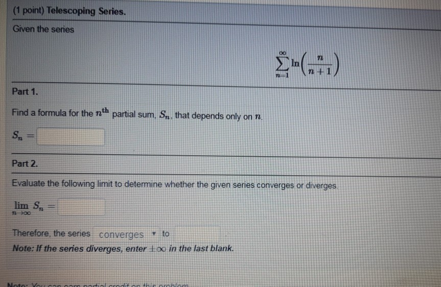 Solved Point Telescoping Series Given The Series Part Chegg