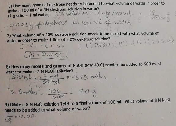 Solved Calculate The Number Of Grams Of Dextrose In Off