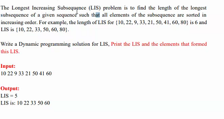 Solved The Longest Increasing Subsequence Lis Problem Is Chegg