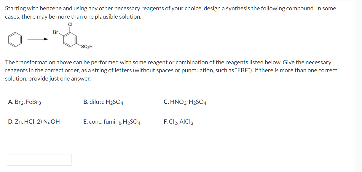 Solved Starting With Benzene And Using Any Other Necessary Chegg