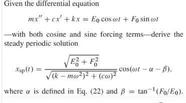 Solved Given The Differential Equation Mx Cx Kx Eo Chegg