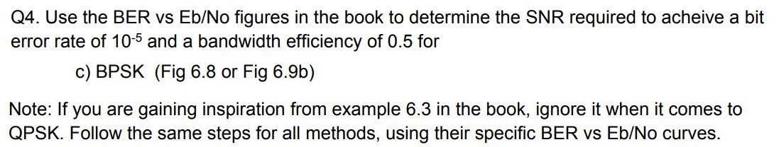 Q4 Use The BER Vs Eb No Figures In The Book To Chegg