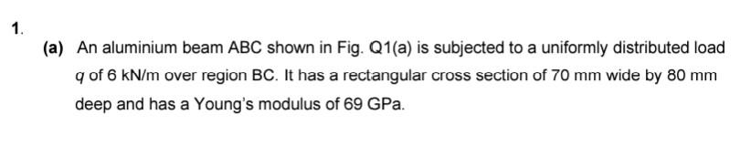 Solved A An Aluminium Beam ABC Shown In Fig Q1 A Is