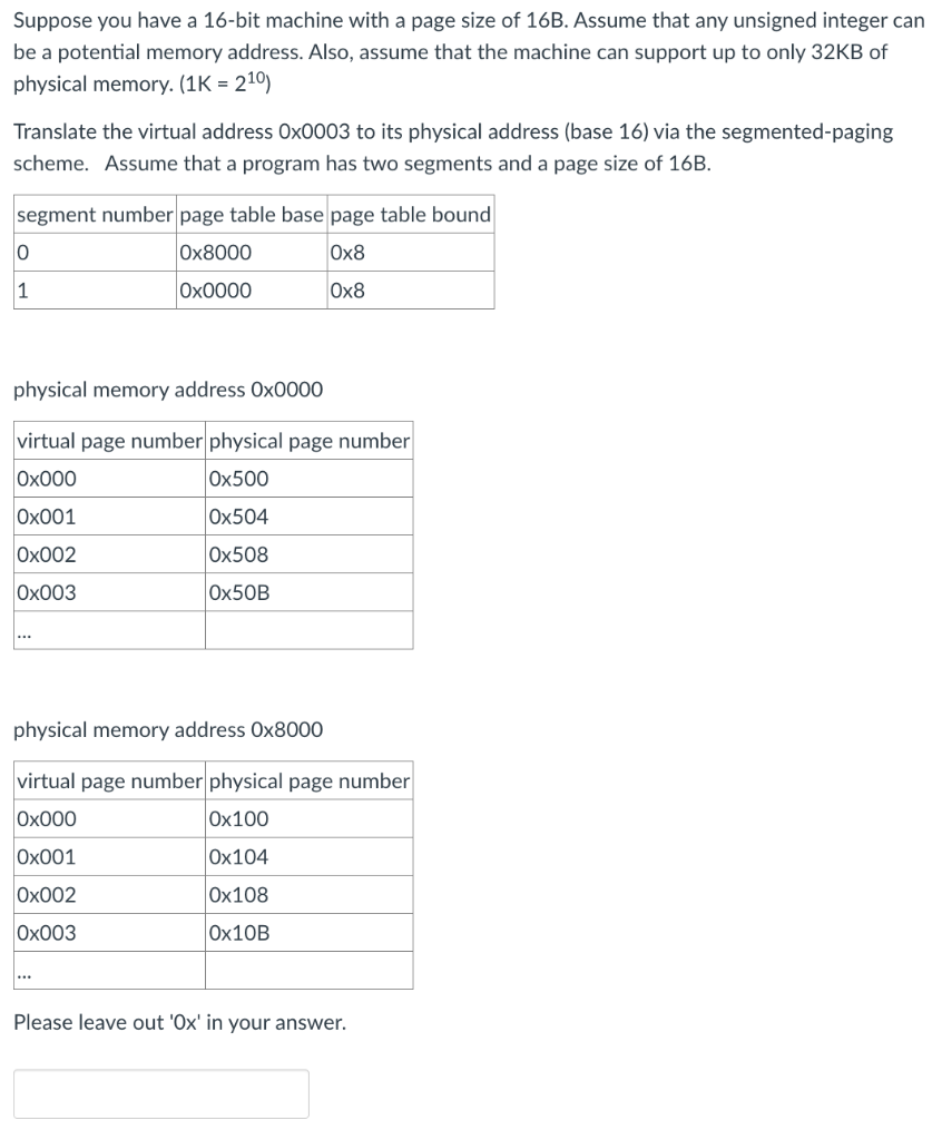 Solved Suppose You Have A 16 Bit Machine With A Page Size Of Chegg