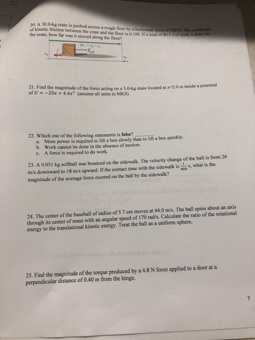Solved 20 A 30 0 Kg Crate Is Pushed Across A Rough Floor By Chegg