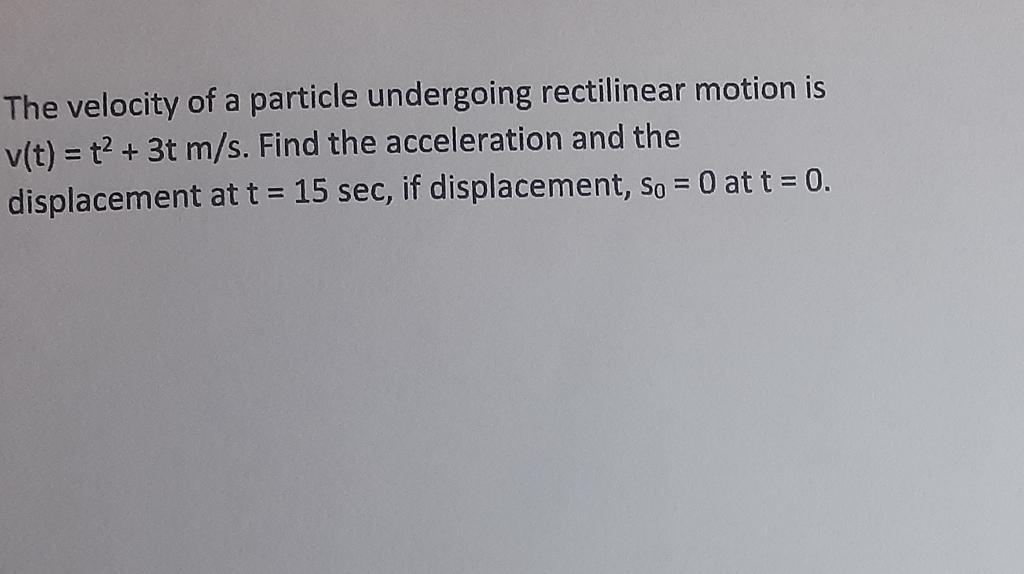 Solved The Velocity Of A Particle Undergoing Rectilinear Chegg