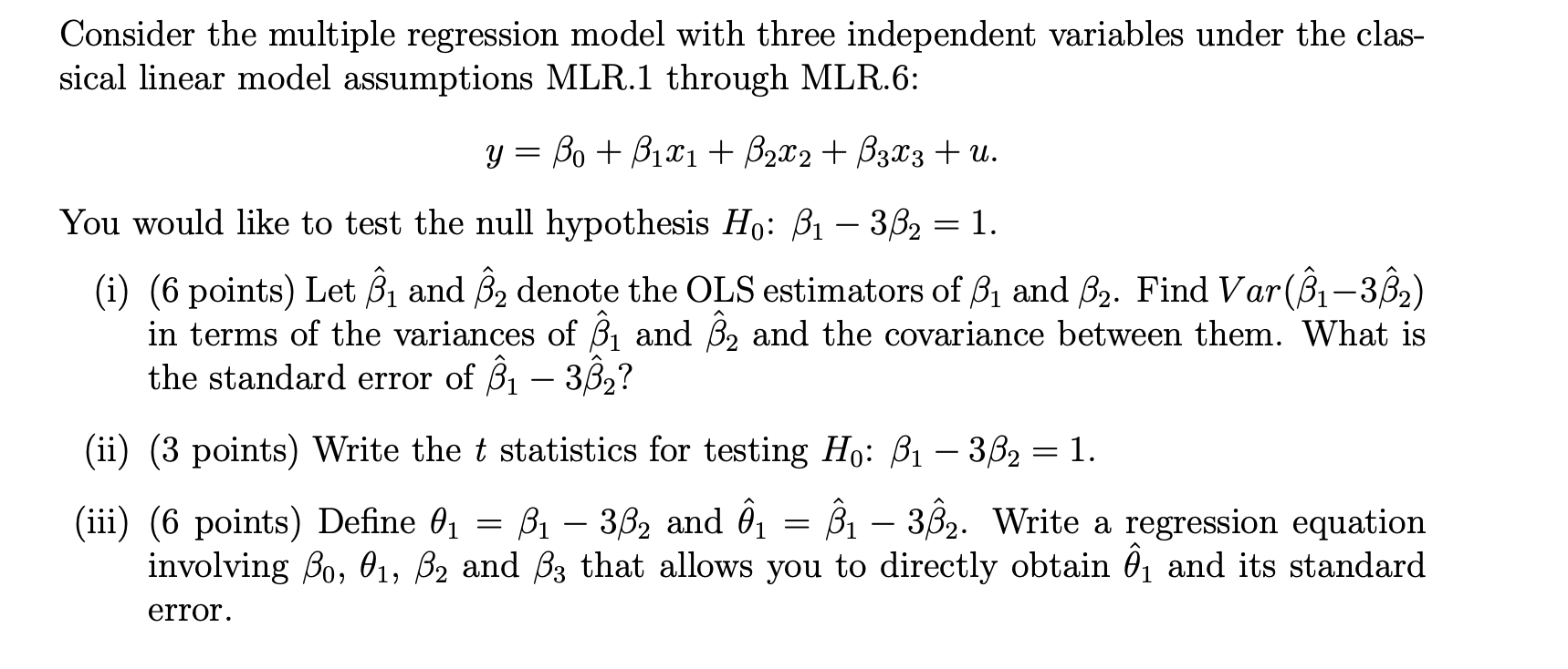 Consider The Multiple Regression Model With Three Chegg