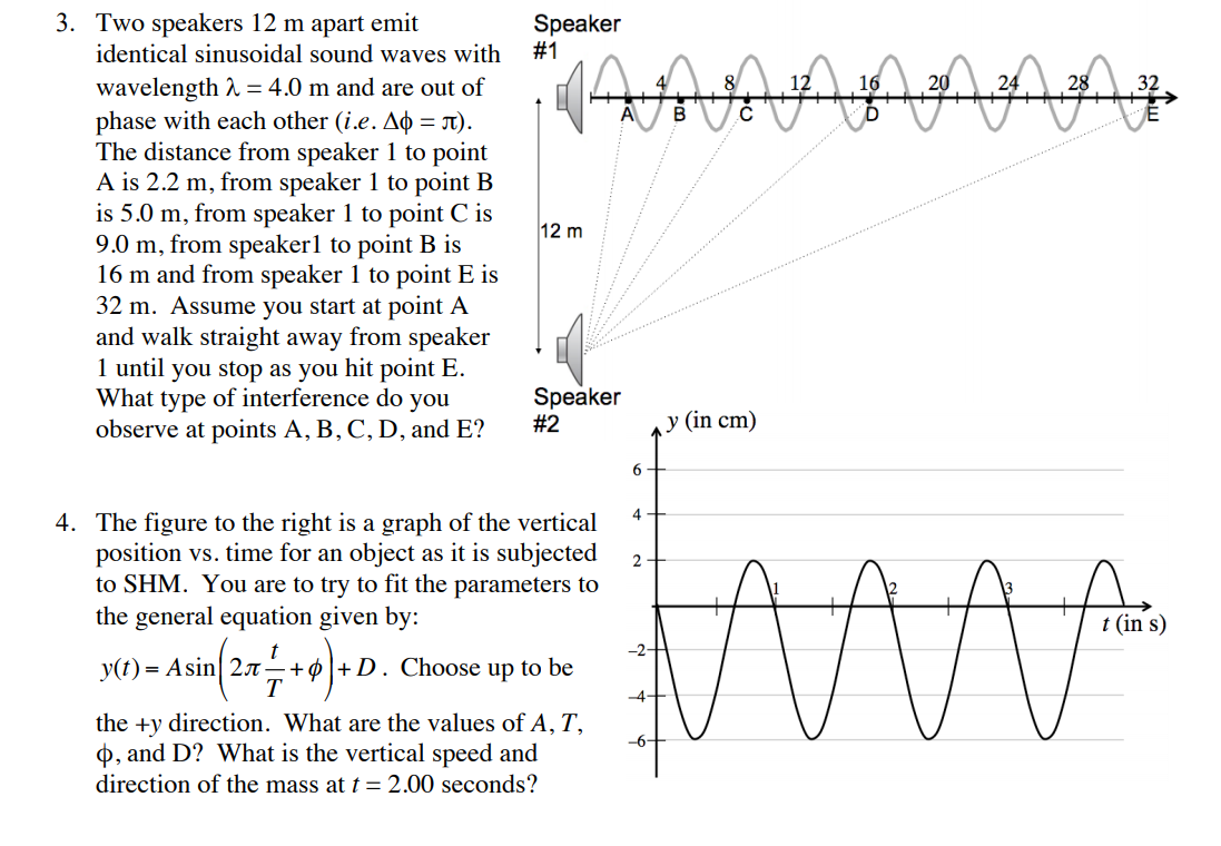 Solved Speaker 1 32 Annnnn 3 Two Speakers 12 M Apart Emit Chegg