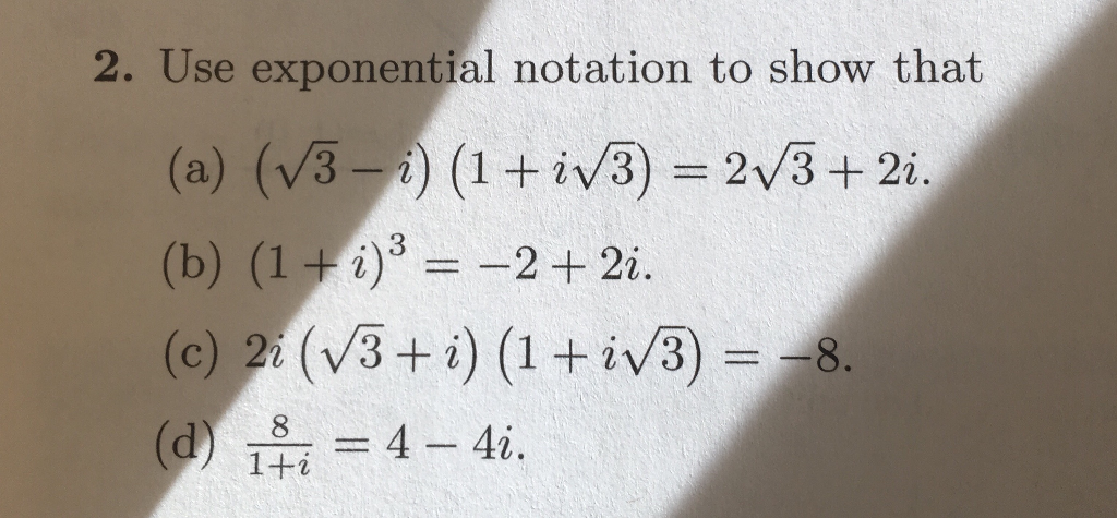 Solved Use Exponential Notation To Show That A V Chegg