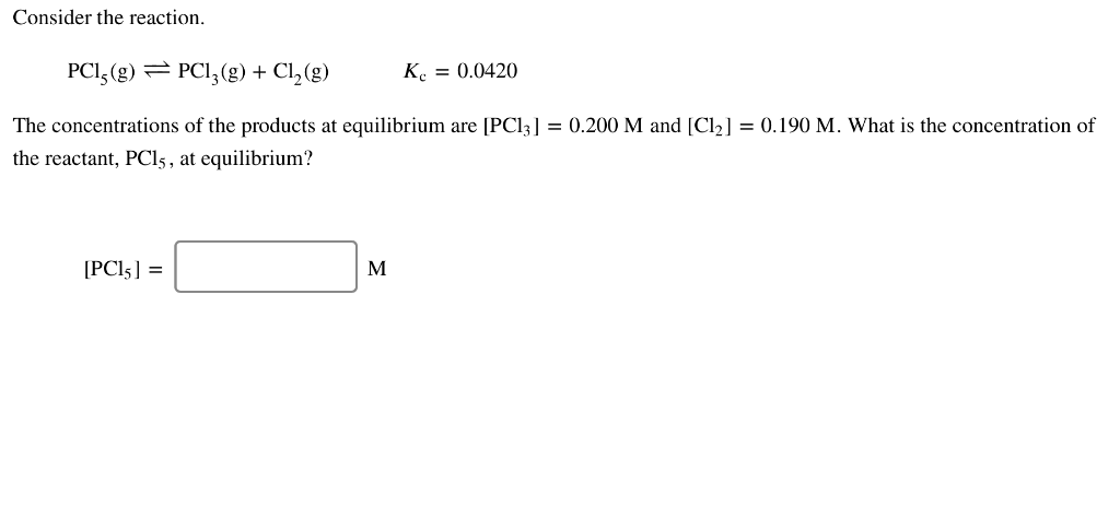 Solved Consider The Reaction Pcl G Pc G Cl G Ke Chegg