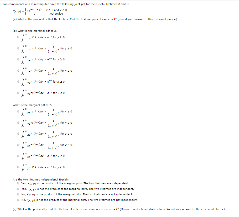 Solved Two Components Of A Minicomputer Have The Following Chegg