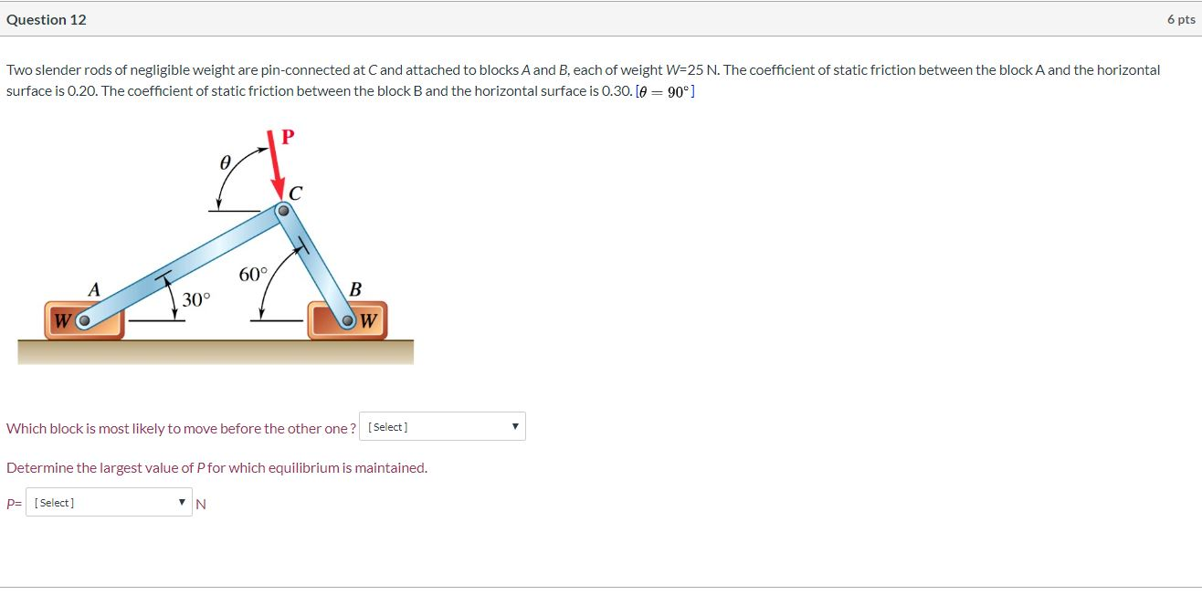 Solved Question Pts Two Slender Rods Of Negligible Chegg