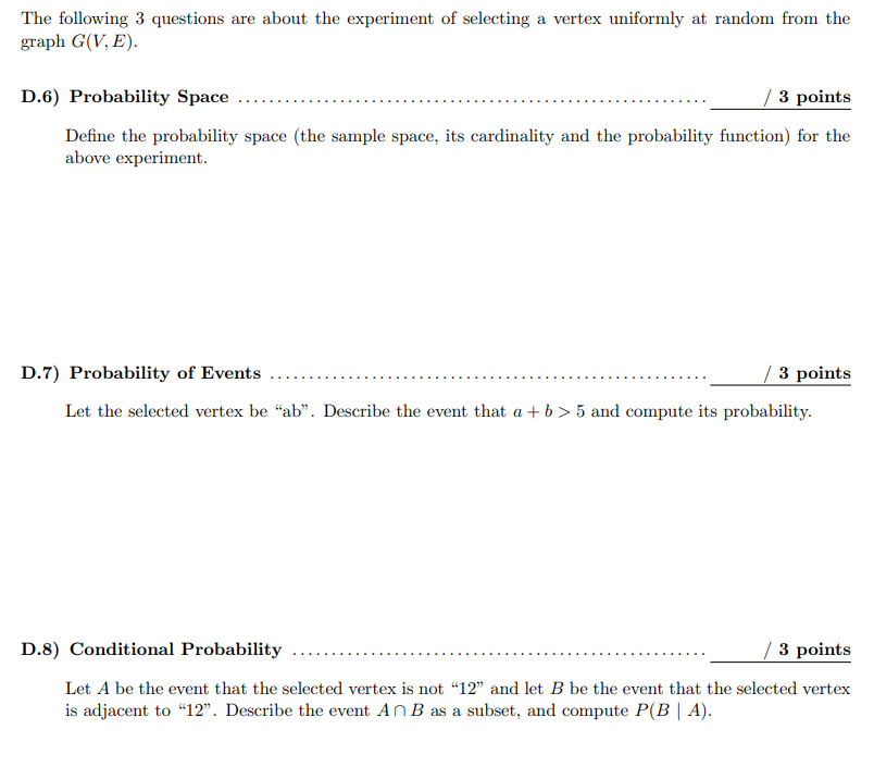 Solved Let G V E Be A Simple Graph Where The Vertex Set V Chegg