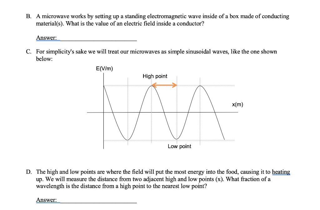 Solved B A Microwave Works By Setting Up A Standing Chegg