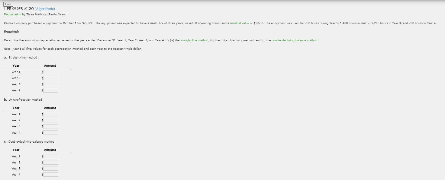 Solved Depreciation By Three Methods Partial Years Chegg