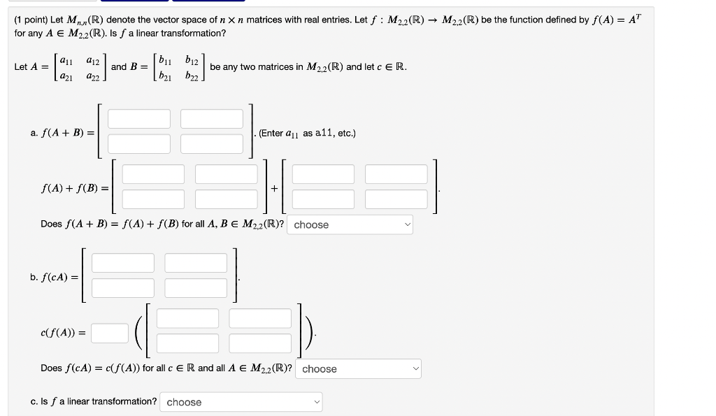 Solved I Point Let Mn N R Denote The Vector Space Of Nn Chegg