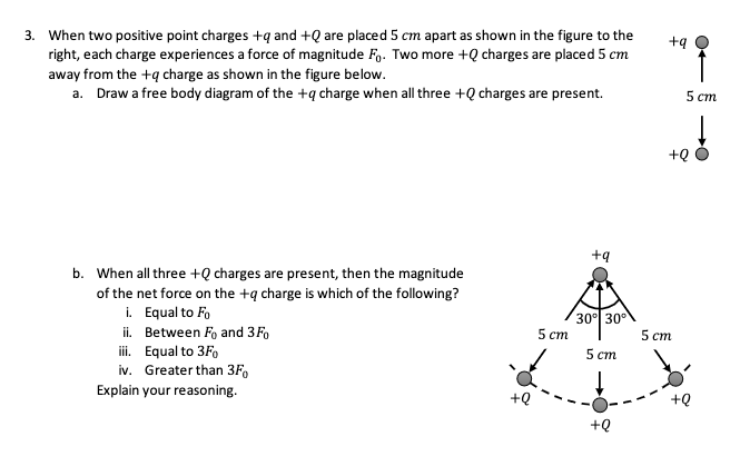 Solved When Two Positive Point Charges Q And Q Are Placed Chegg