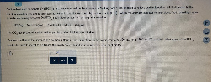 Solved Sodium Hydrogen Carbonate NaHCO Also Known As Chegg