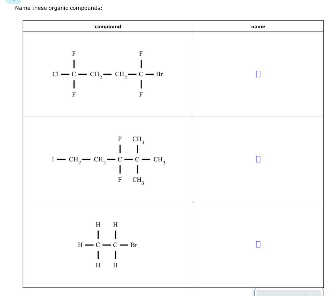 Solved Name These Organic Compounds Chegg