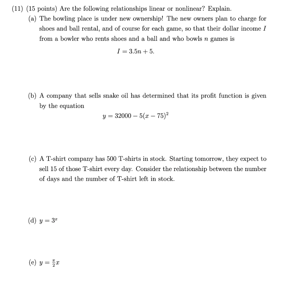 Solved 11 15 Points Are The Following Relationships Chegg