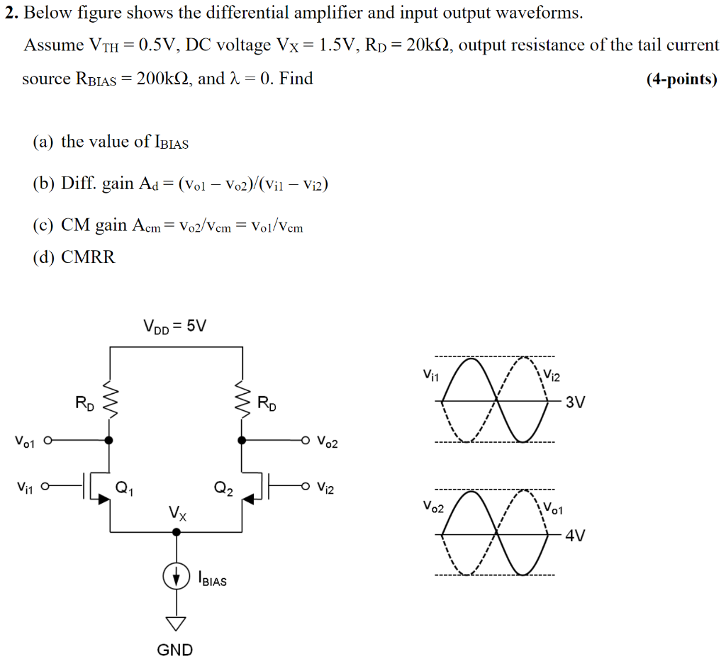 Solved 2 Below Figure Shows The Differential Amplifier And Chegg