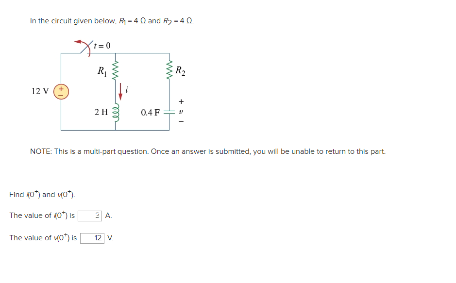 Solved In the circuit given below R1 4Ω and R2 4Ω NOTE Chegg