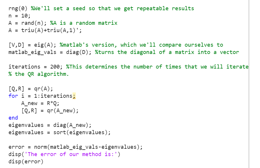 Solved Matlab Question Please Write A New Version Of The Chegg