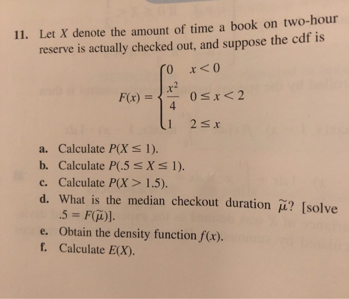 Solved Let X Denote The Amount Of Time A Book On Chegg