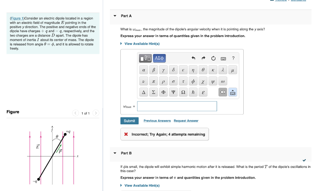 Solved Part A Figure 1 Consider An Electric Dipole Located Chegg