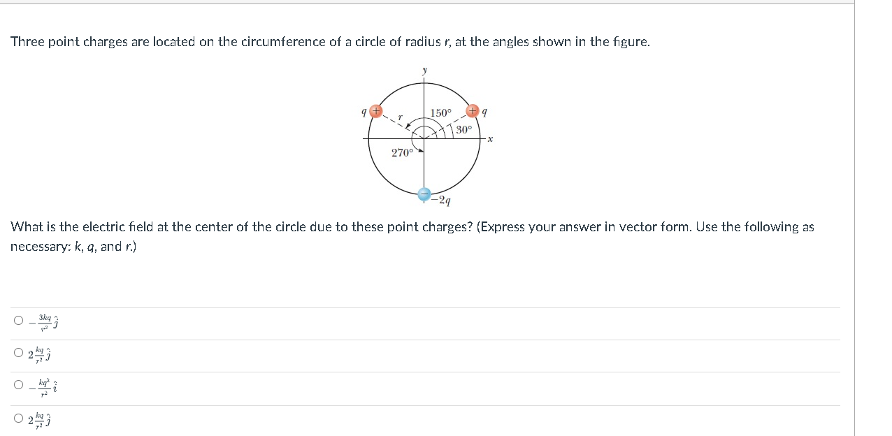 Solved Three Point Charges Are Located On The Circumference Chegg