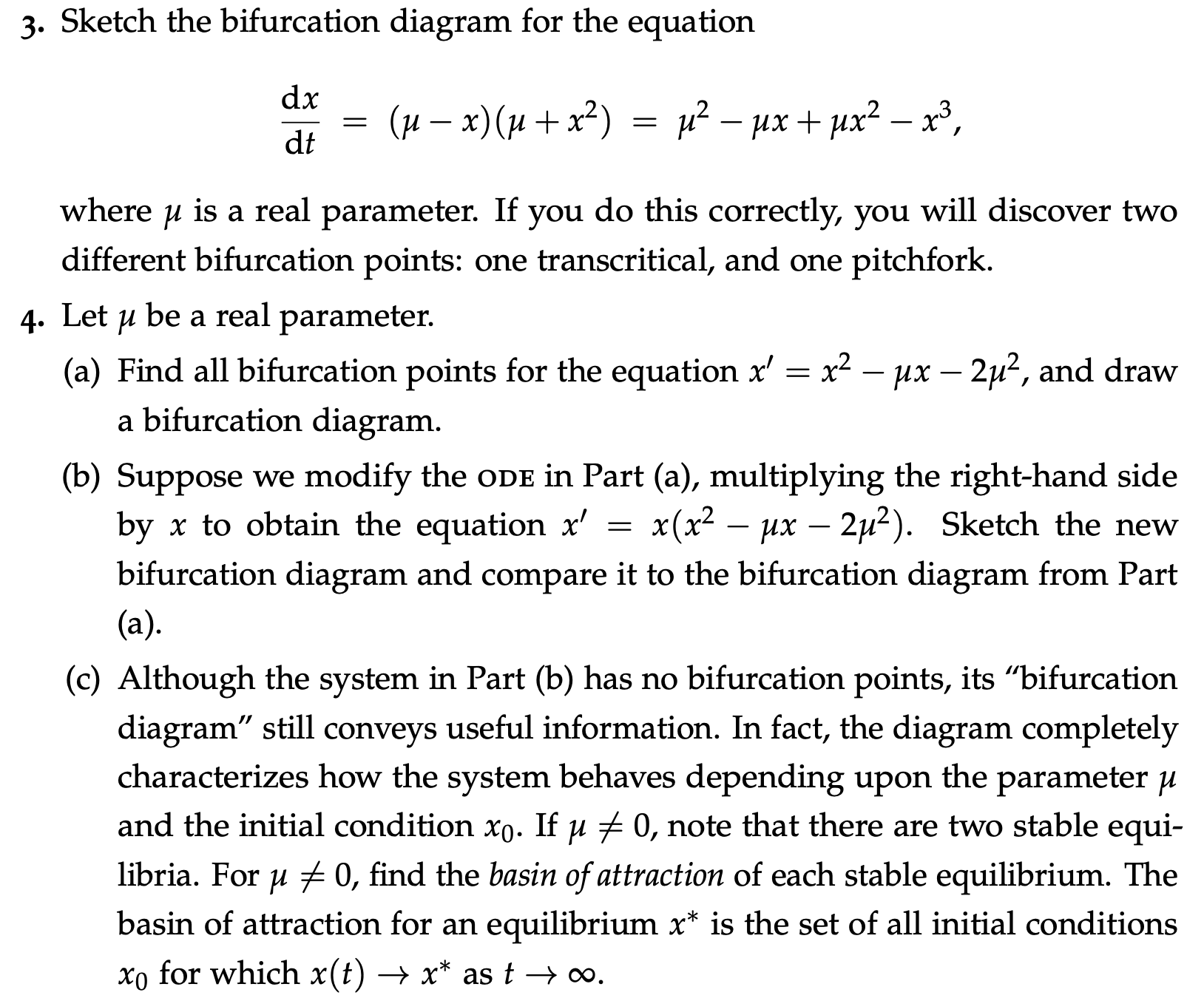 3 Sketch The Bifurcation Diagram For The Equation Chegg