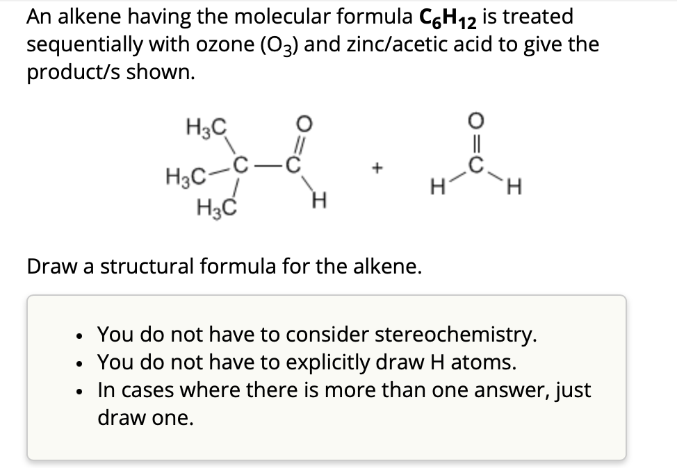 Solved An Alkene Having The Molecular Formula C6H12 Is Chegg