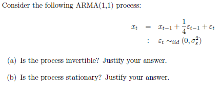 Solved Consider The Following Arma Process It Chegg