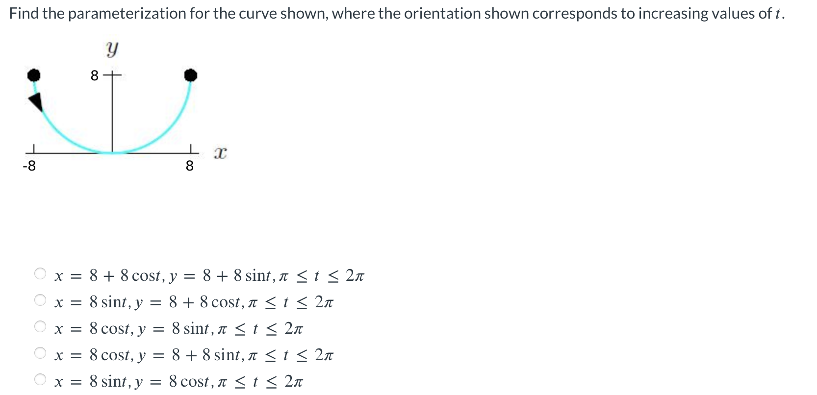 Solved Find The Parameterization For The Curve Shown Where Chegg