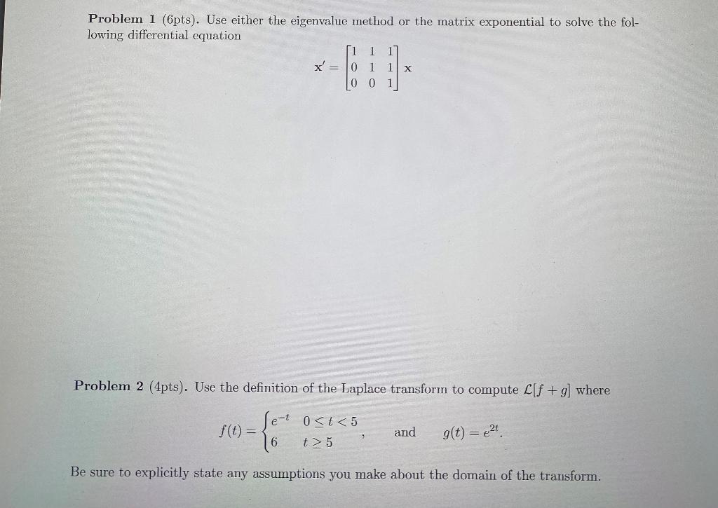 Solved Problem 1 6pts Use Either The Eigenvalue Method Or Chegg