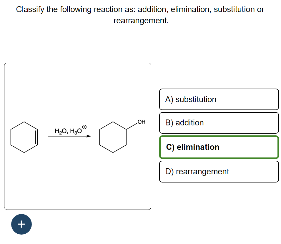 Solved Classify The Following Reaction As Addition Chegg