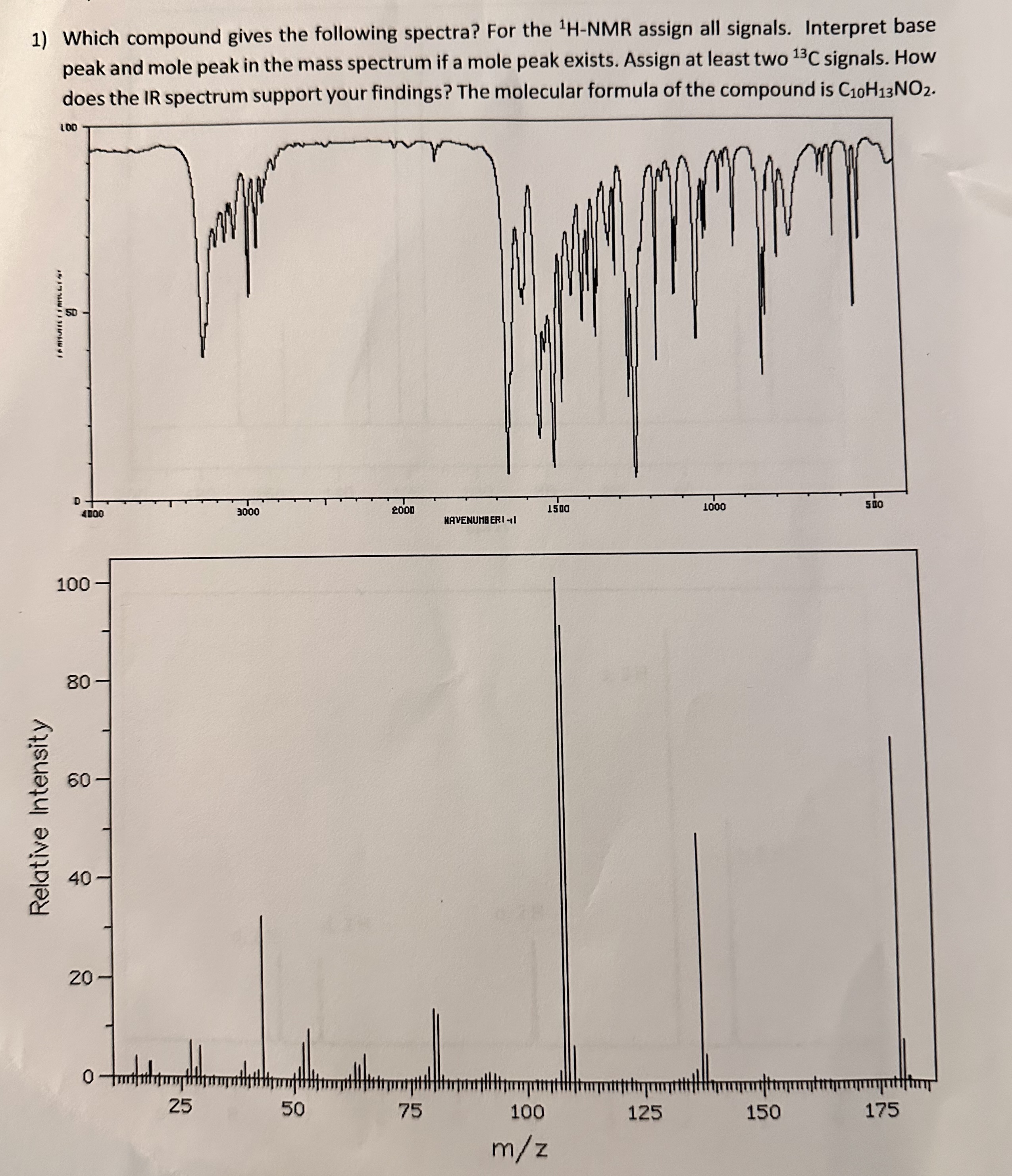 Solved 1 Which Compound Gives The Following Spectra For Chegg