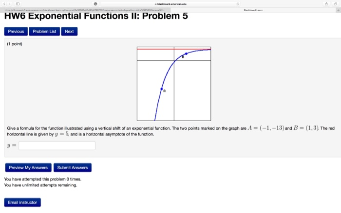 Solved Hw Exponential Functions Il Problem Previous Chegg