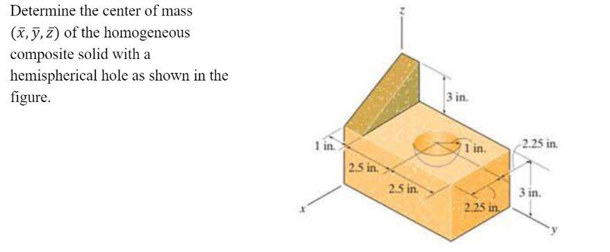 Solved Determine The Center Of Mass X Y Z Of The Chegg