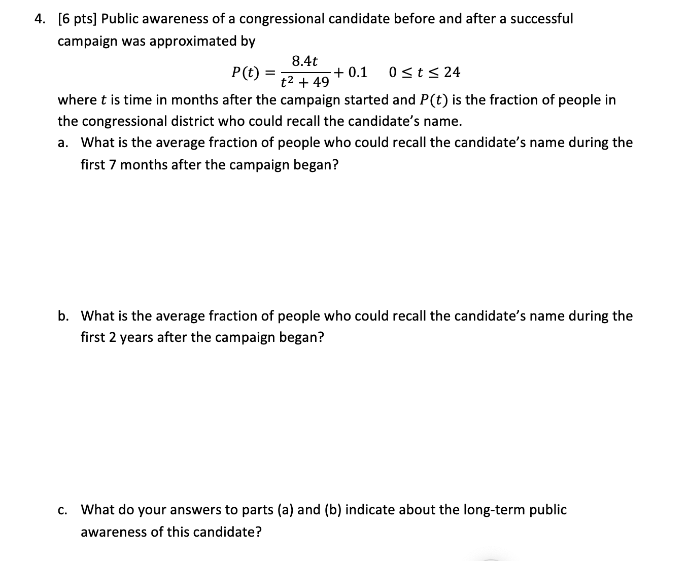 Solved Pts Public Awareness Of A Congressional Chegg