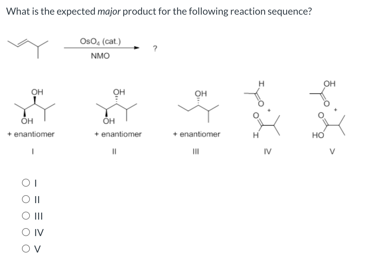 Solved What Is The Expected Major Product For The Following Chegg