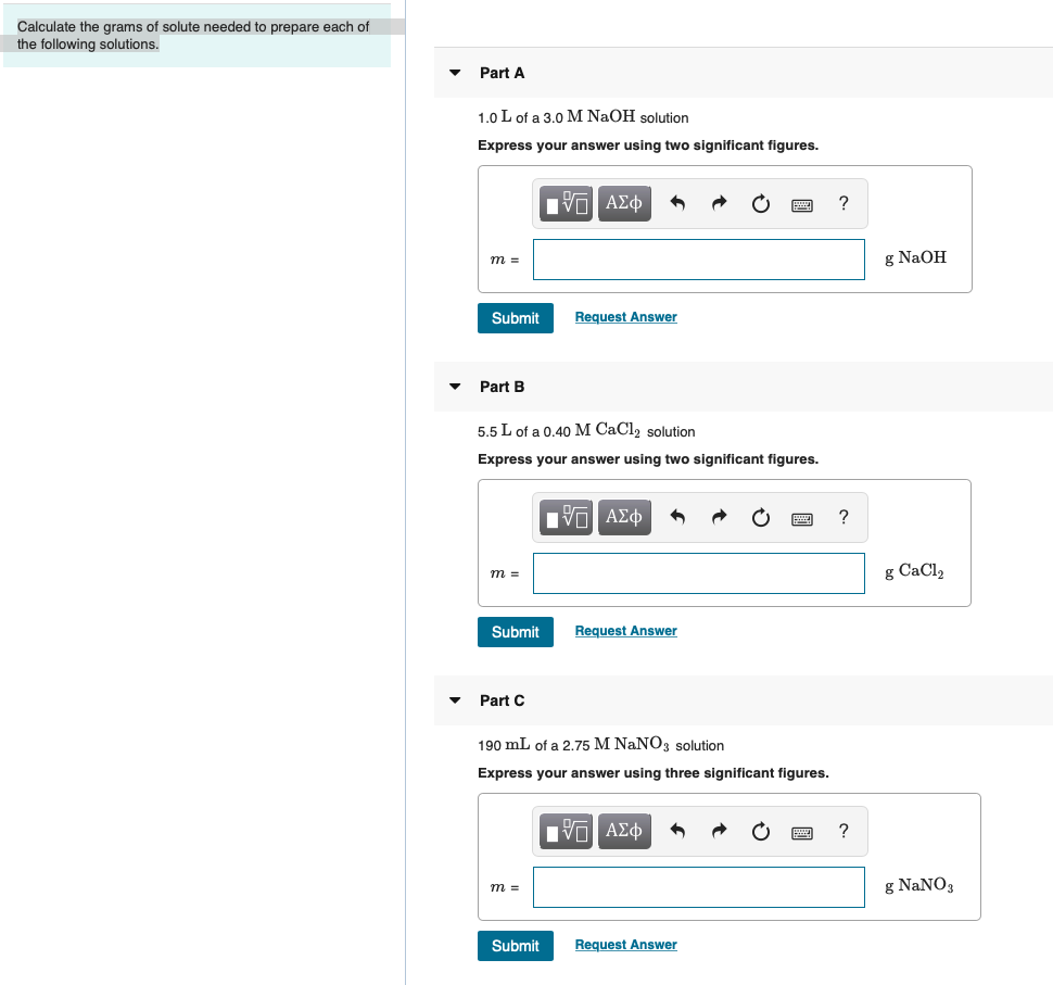 Solved Calculate The Grams Of Solute Needed To Prepare Each Chegg