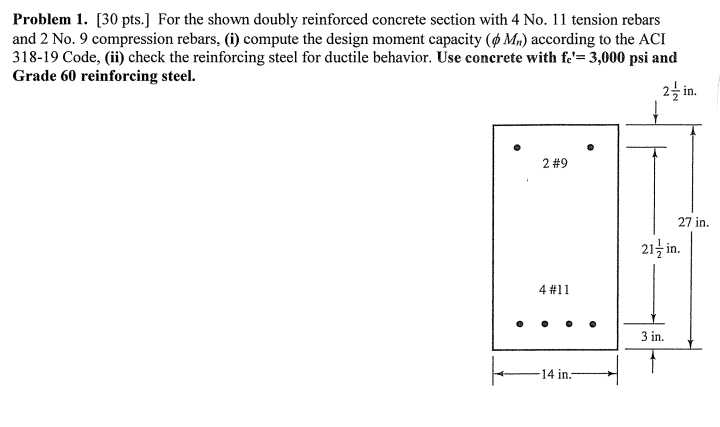 Solved Problem Pts For The Shown Doubly Reinforced Chegg